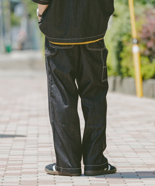 RAGEBLUE(レイジブルー)の「<接触冷感>【BREEZY DENIM/ブリージーデニム】ステッチデニムワイドパンツ【セットアップ対応】(デニムパンツ・メンズ・ブラック/インディゴブルー・LARGE/MEDIUM)」の7枚目の写真