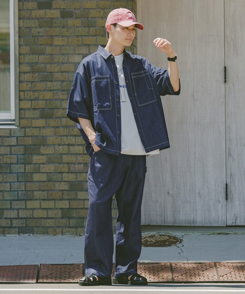 RAGEBLUE(レイジブルー)の「<接触冷感>【BREEZY DENIM/ブリージーデニム】ステッチデニムワイドパンツ【セットアップ対応】(デニムパンツ・メンズ・ブラック/インディゴブルー・LARGE/MEDIUM)」の9枚目の写真