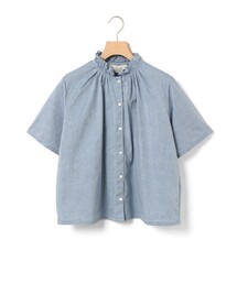 MidiUmi シャンブレーフリルシャツ