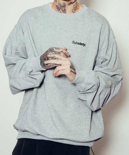 Subciety（サブサエティ）の「Nylon switched sweatshirt（スウェット・メンズ・サンドベージュ/アッシュグレー/ブラック・SMALL/MEDIUM/LARGE/X-LARGE）」の2枚目の写真