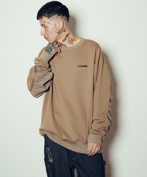 Subciety（サブサエティ）の「Nylon switched sweatshirt（スウェット・メンズ・サンドベージュ/アッシュグレー/ブラック・SMALL/MEDIUM/LARGE/X-LARGE）」の14枚目の写真