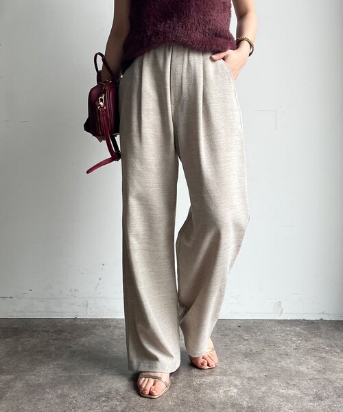 DouDou(ドゥドゥ)の「メランジスラブワイドパンツ(その他パンツ・レディース・ブラック/ボルドー/ベージュ/チャコールグレー・FREE)」の3枚目の写真