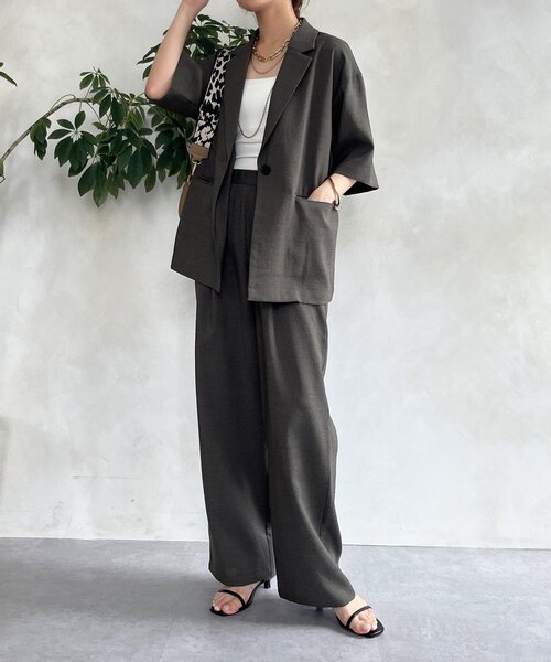 メランジスラブワイドパンツ（その他パンツ）｜DouDou（ドゥドゥ）の  