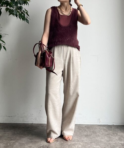 DouDou(ドゥドゥ)の「メランジスラブワイドパンツ(その他パンツ・レディース・ブラック/ボルドー/ベージュ/チャコールグレー・FREE)」の16枚目の写真