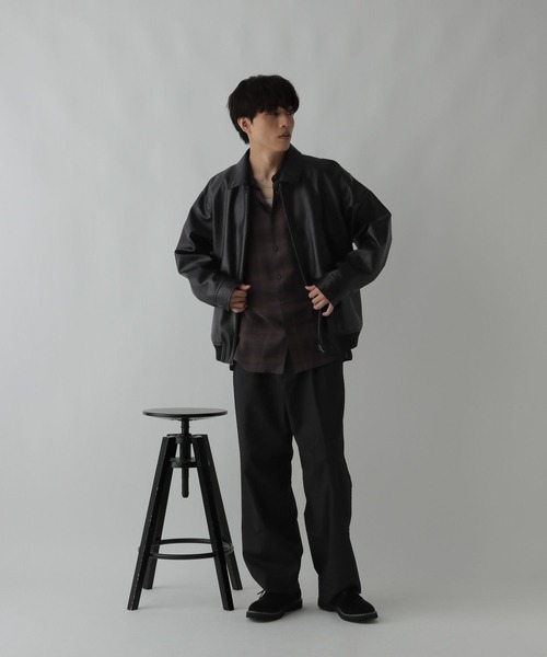 GLOBAL WORK（グローバルワーク）の「フェイクレザーブルゾン/CLEAN MODE/498086（ブルゾン・メンズ・ブラック・SMALL/MEDIUM/LARGE/X-LARGE）」の12枚目の写真