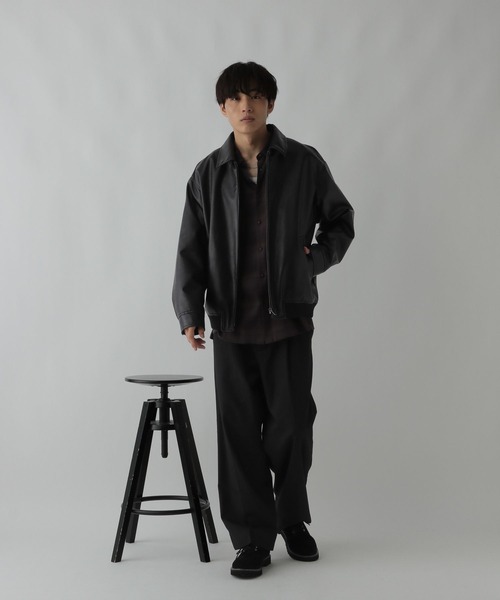GLOBAL WORK（グローバルワーク）の「フェイクレザーブルゾン/CLEAN MODE/498086（ブルゾン・メンズ・ブラック・SMALL/MEDIUM/LARGE/X-LARGE）」の13枚目の写真