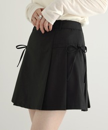 サイドリボンレイヤードミニスカートパンツキュロット
