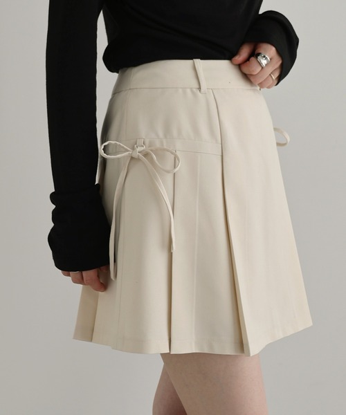 セール】サイドリボンレイヤードミニスカートパンツキュロット