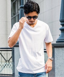 『CavariA/キャバリア』シルケット加工Vネックネック半袖Tシャツ