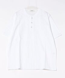 Chikashitsu +（チカシツプラス）の「【Chikashitsu＋】light touch cotton henry neck t-shirt / 【チカシツプラス】ライトタッチコットンヘンリーネック半袖Tシャツ（Tシャツ/カットソー・メンズ）」