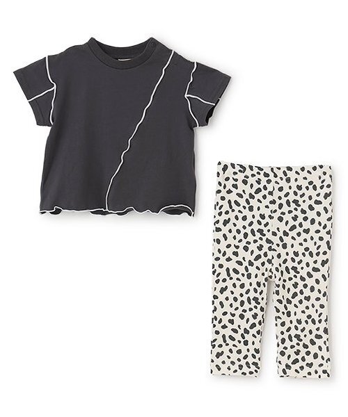 petit main（プティマイン）の「アニマル柄セットアップ（セットアップ・キッズ・ライトベージュ/ブラック・70cm/80ｃｍ）」の2枚目の写真