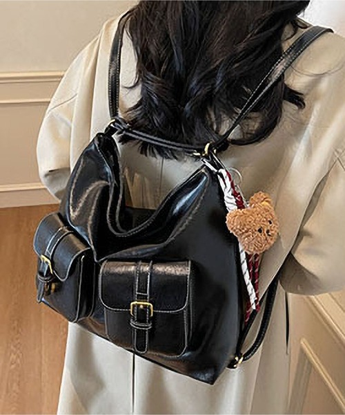 LA VORAGINE(ラ ヴォラジネ)の「レトロ調 2WAY 大容量ショルダーバッグ(ショルダーバッグ・レディース・ブラウン/モカ/アイボリー/ブラック・FREE)」の16枚目の写真