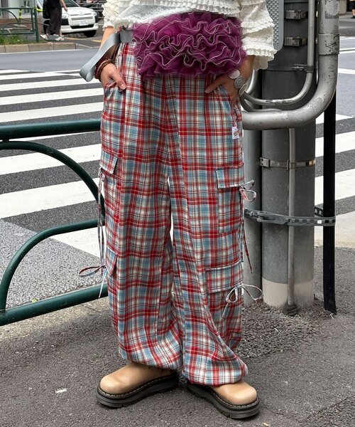 HELLO.SANFRANCISCO(ハローサンフランシスコ)の「【HELLO.SANFRANCISCO/ハローサンフランシスコ】チェックカーゴパンツ(その他パンツ・レディース・グリーン/レッド/オレンジ・MEDIUM/SMALL)」の10枚目の写真