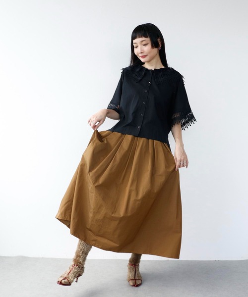 Three Four Time（ｽﾘｰﾌｫｰﾀｲﾑ）の「タフタギャザースカート（スカート・レディース・キャメル/レッド/ブラック・FREE）」の10枚目の写真