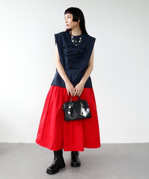 Three Four Time（ｽﾘｰﾌｫｰﾀｲﾑ）の「タフタギャザースカート（スカート・レディース・キャメル/レッド/ブラック・FREE）」の14枚目の写真