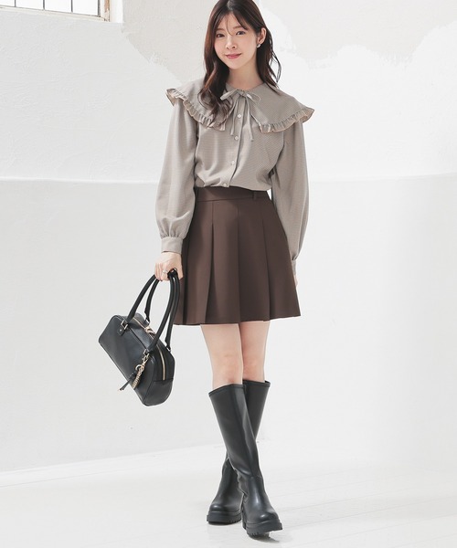 Honeys（ハニーズ）の「ミニプリーツスカート（スカート・レディース・ブラウン/ヘザーチャコール/ブラック/杢グレー・L/SS/S/M/LL）」の18枚目の写真