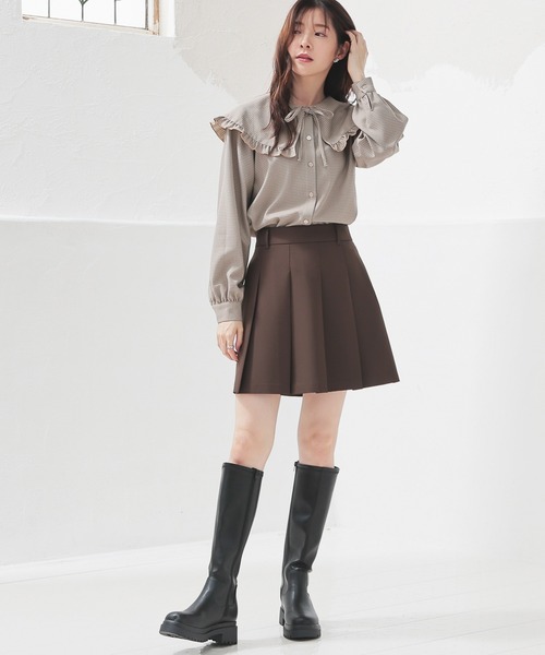 Honeys（ハニーズ）の「ミニプリーツスカート（スカート・レディース・ブラウン/ヘザーチャコール/ブラック/杢グレー・L/SS/S/M/LL）」の19枚目の写真