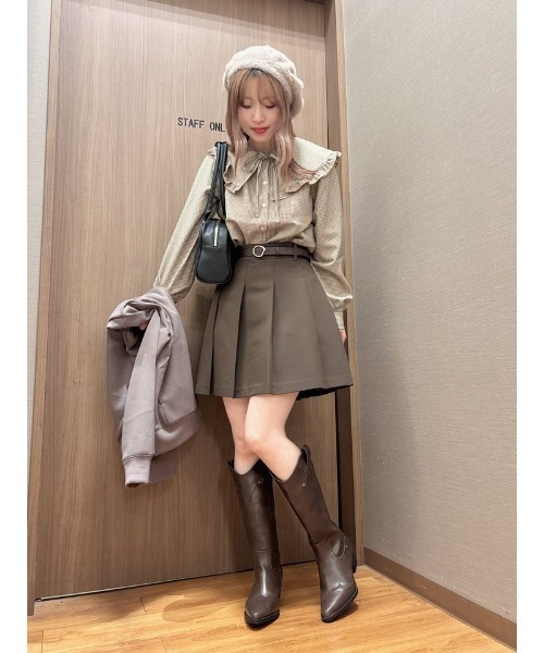 Honeys（ハニーズ）の「ミニプリーツスカート（スカート・レディース・ブラウン/ヘザーチャコール/ブラック/杢グレー・L/SS/S/M/LL）」の5枚目の写真