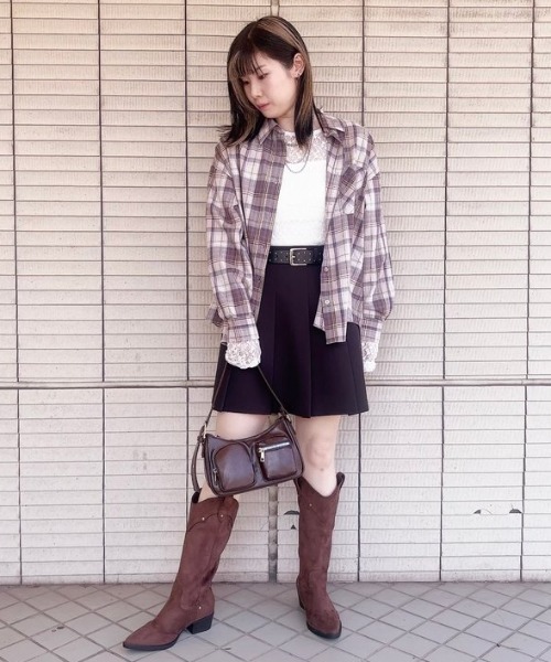 Honeys（ハニーズ）の「ミニプリーツスカート（スカート・レディース・ブラウン/ヘザーチャコール/ブラック/杢グレー・L/SS/S/M/LL）」の6枚目の写真