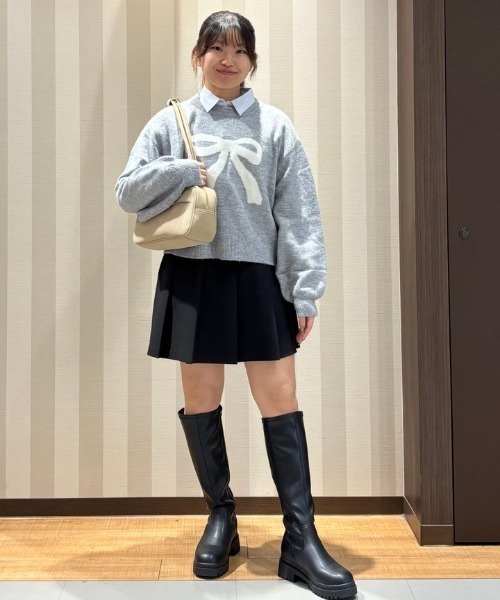 Honeys（ハニーズ）の「ミニプリーツスカート（スカート・レディース・ブラウン/ヘザーチャコール/ブラック/杢グレー・L/SS/S/M/LL）」の7枚目の写真