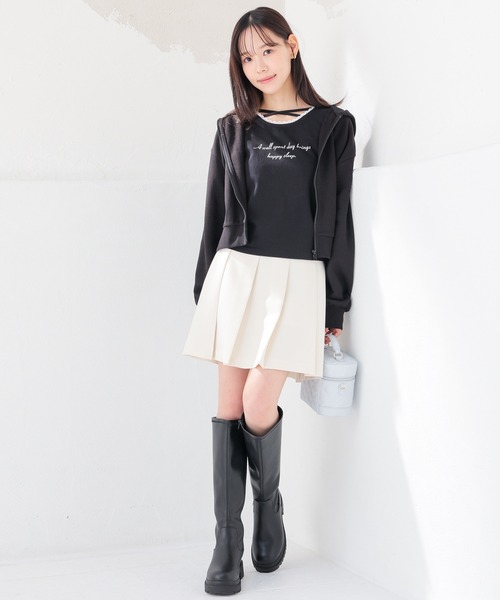 Honeys(ハニーズ)の「ミニプリーツスカート(スカート・レディース・ブラウン/ヘザーチャコール/ブラック/杢グレー/アイボリー・L/SS/S/M/LL)」の10枚目の写真