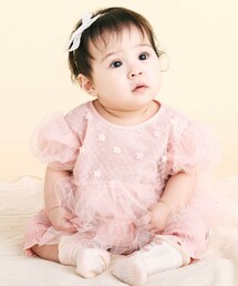 【お揃い】スカラップチュールスカートドッキングワンピース+ブルマセットアップベビー(70~80cm)