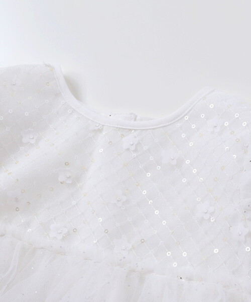 SLAP SLIP BABY（スラップスリップベビー）の「【お揃い】スカラップチュールスカートドッキングワンピース+ブルマセットアップベビー(70~80cm)（その他ベビーウェア・キッズ・オフホワイト/ピンク・FREE）」の6枚目の写真