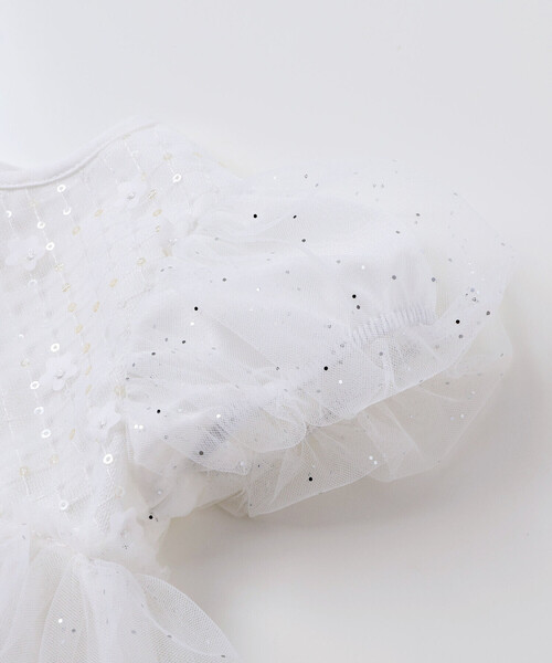 SLAP SLIP BABY（スラップスリップベビー）の「【お揃い】スカラップチュールスカートドッキングワンピース+ブルマセットアップベビー(70~80cm)（その他ベビーウェア・キッズ・オフホワイト/ピンク・FREE）」の7枚目の写真