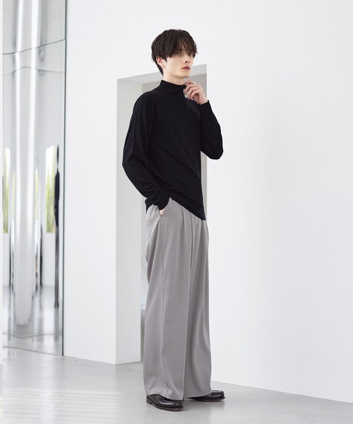 ASTRONOMY（アストロノミー）の「ウォッシャブル/抗ピリング　14Gシープカシミヤタッチモックネック（ニット/セーター・メンズ・ブラック/ホワイト/ブラウン/ライトグレー/チャコールグレー・M/S/XL/L）」の21枚目の写真