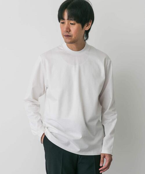 レレレMal. 長袖 Tシャツ アイボリー セール】LIFE STYLE TAILOR シルケットポンチストレッチ長袖Tシャツ
