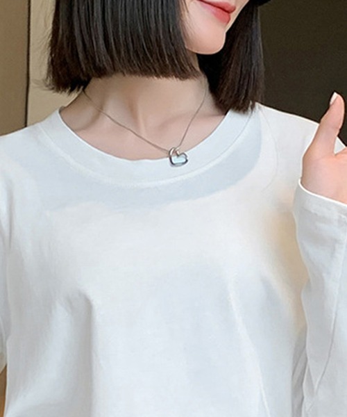 DAY CLOSET（デイ クローゼット）の「レディース 長袖ベーシックコットンロングTシャツ（Tシャツ/カットソー・レディース・ホワイト・L/M）」の7枚目の写真