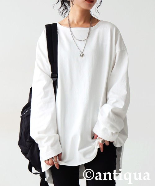 綿100 抗菌防臭 長袖 無地 ロンT（Tシャツ/カットソー）｜antiqua