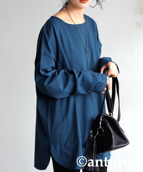 antiqua（アンティカ）の「綿100 抗菌防臭 長袖 無地 ロンT（Tシャツ/カットソー・レディース・ネイビー/ホワイト/ピンク/レッド/アッシュグレー/杢グレー/ブルー/ブラック/グレイッシュベージュ/カーキ・P/R）」の8枚目の写真