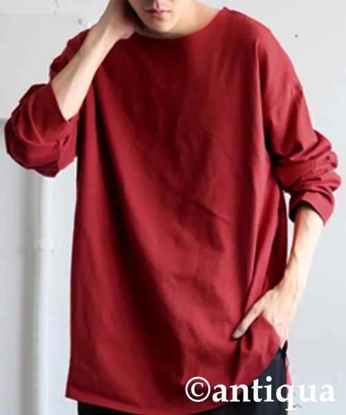 antiqua（アンティカ）の「綿100 抗菌防臭 長袖 無地 ロンT（Tシャツ/カットソー・レディース・ネイビー/ホワイト/ピンク/レッド/アッシュグレー/杢グレー/ブルー/ブラック/グレイッシュベージュ/カーキ・P/R）」の19枚目の写真