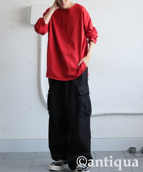 antiqua（アンティカ）の「綿100 抗菌防臭 長袖 無地 ロンT（Tシャツ/カットソー・レディース・ネイビー/ホワイト/ピンク/レッド/アッシュグレー/杢グレー/ブルー/ブラック/グレイッシュベージュ/カーキ・P/R）」の21枚目の写真