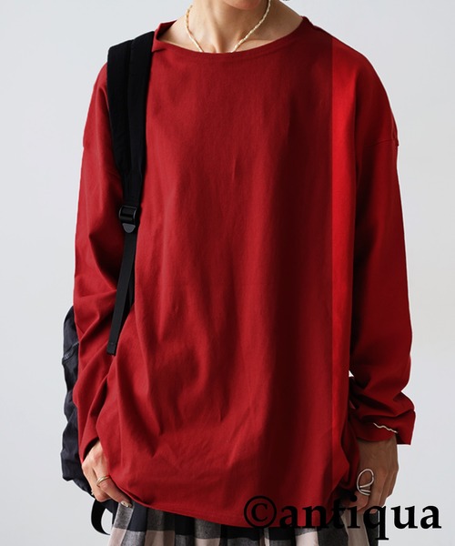 antiqua（アンティカ）の「綿100 抗菌防臭 長袖 無地 ロンT（Tシャツ/カットソー・レディース・ネイビー/ホワイト/ピンク/レッド/アッシュグレー/杢グレー/ブルー/ブラック/グレイッシュベージュ/カーキ・P/R）」の13枚目の写真
