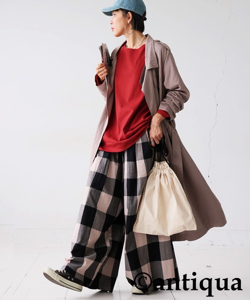 antiqua（アンティカ）の「綿100 抗菌防臭 長袖 無地 ロンT（Tシャツ/カットソー・レディース・ネイビー/ホワイト/ピンク/レッド/アッシュグレー/杢グレー/ブルー/ブラック/グレイッシュベージュ/カーキ・P/R）」の15枚目の写真