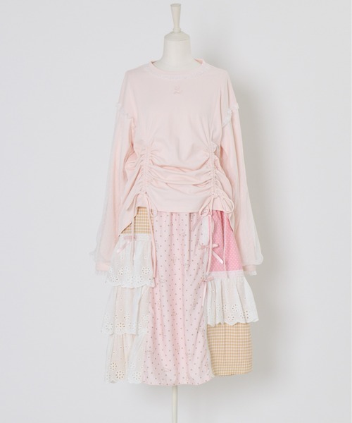 Lolime by mellfy memory(ロリミー バイ メルフィーメモリー)の「angel bunny frill patchwork skirt(スカート・レディース・グレー/ピンク・LL/M)」の17枚目の写真