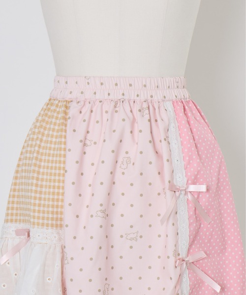 Lolime by mellfy memory(ロリミー バイ メルフィーメモリー)の「angel bunny frill patchwork skirt(スカート・レディース・グレー/ピンク・LL/M)」の12枚目の写真