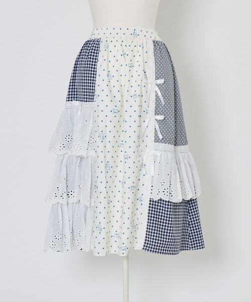 Lolime by mellfy memory(ロリミー バイ メルフィーメモリー)の「angel bunny frill patchwork skirt(スカート・レディース・グレー/ピンク・LL/M)」の15枚目の写真