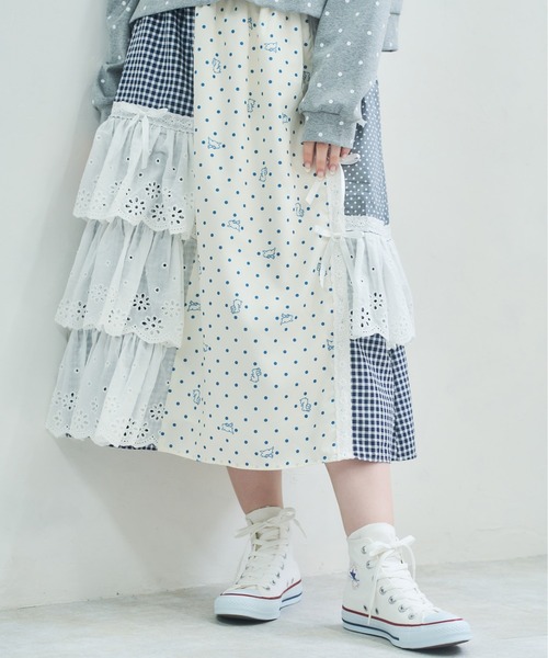 Lolime by mellfy memory(ロリミー バイ メルフィーメモリー)の「angel bunny frill patchwork skirt(スカート・レディース・グレー/ピンク・LL/M)」の18枚目の写真