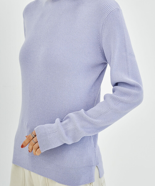 FREAK'S STORE（フリークスストア）の「＜マシーンウォッシャブル＞シルク入り タートルネックリブニット（ニット/セーター・レディース・ネイビー/ライトグレー/オフホワイト/サックスブルー/その他/キャメル/チャコール・ﾌﾘ-）」の19枚目の写真