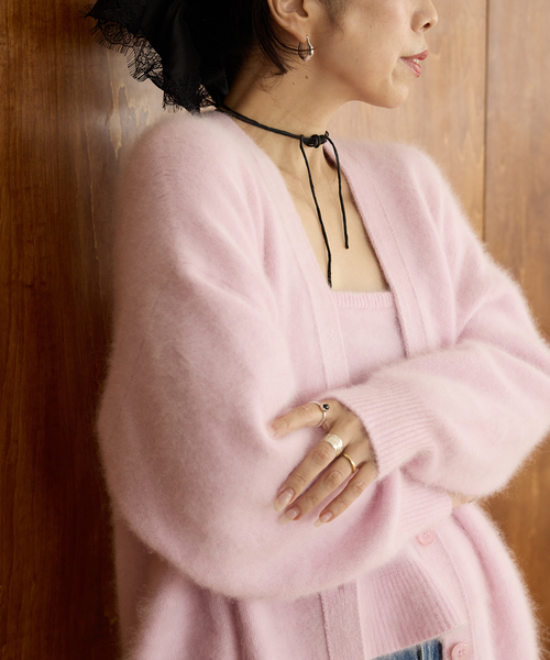 IENA LA BOUCLE（イエナラブークル）の「IENA LA BOUCLE ファーニットVカーディガン（カーディガン/ボレロ・レディース・ホワイト/グレー/ブラック/ピンク系その他/ブラック系その他・FREE）」の5枚目の写真