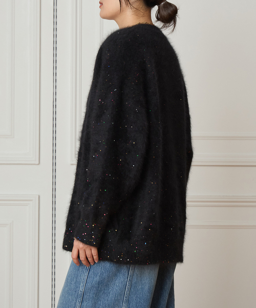 IENA LA BOUCLE（イエナラブークル）の「IENA LA BOUCLE ファーニットVカーディガン（カーディガン/ボレロ・レディース・ホワイト/グレー/ブラック/ピンク系その他/ブラック系その他・FREE）」の8枚目の写真