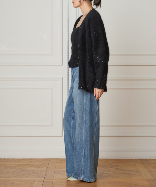 IENA LA BOUCLE（イエナラブークル）の「IENA LA BOUCLE ファーニットVカーディガン（カーディガン/ボレロ・レディース・ホワイト/グレー/ブラック/ピンク系その他/ブラック系その他・FREE）」の12枚目の写真