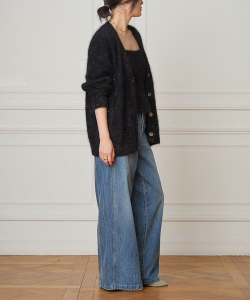 IENA LA BOUCLE（イエナラブークル）の「IENA LA BOUCLE ファーニットVカーディガン（カーディガン/ボレロ・レディース・ホワイト/グレー/ブラック/ピンク系その他/ブラック系その他・FREE）」の14枚目の写真