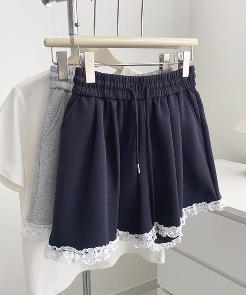 frunco(フランコ)の「【ZOZO限定】レース付きスエットハーフパンツ(その他パンツ・レディース・ネイビー/グレー・MEDIUM)」の6枚目の写真