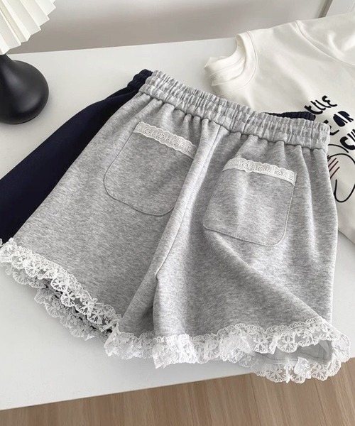 frunco(フランコ)の「【ZOZO限定】レース付きスエットハーフパンツ(その他パンツ・レディース・ネイビー/グレー・MEDIUM)」の3枚目の写真