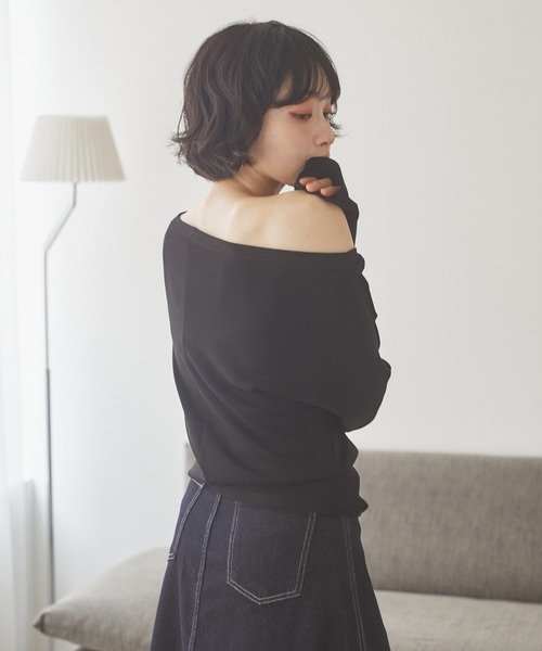 LAULEN(ローレン)の「2way side tie tops /2wayサイドタイトップス(Tシャツ/カットソー・レディース・ブラウン/ブラック/ホワイト/アイボリー・FREE)」の15枚目の写真