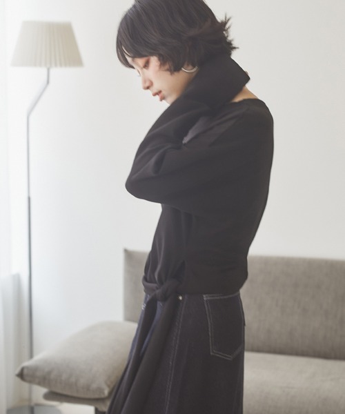 LAULEN(ローレン)の「2way side tie tops /2wayサイドタイトップス(Tシャツ/カットソー・レディース・ブラウン/ブラック/ホワイト/アイボリー・FREE)」の9枚目の写真